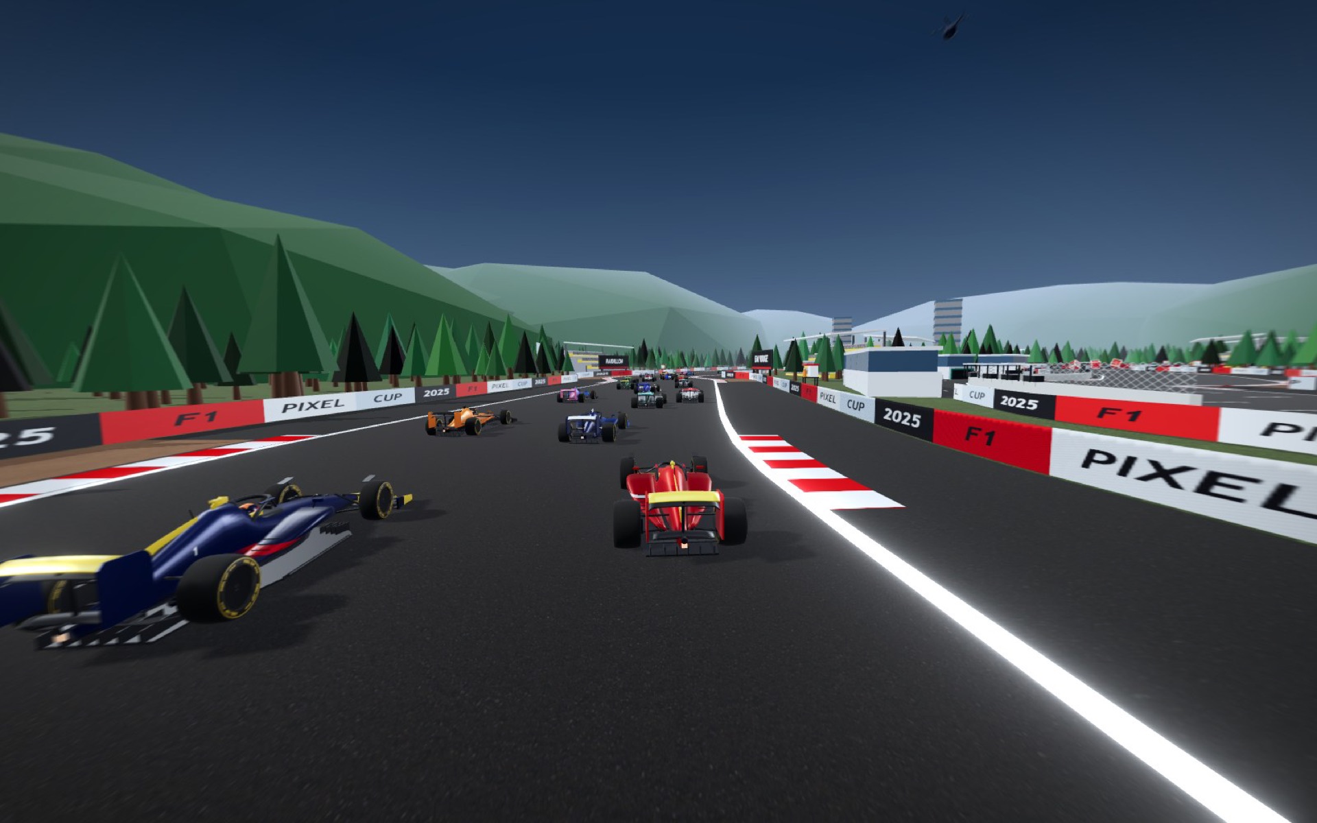 Charles Leclerc's Ferrari leading the field through the forest at Spa-Francorchamps