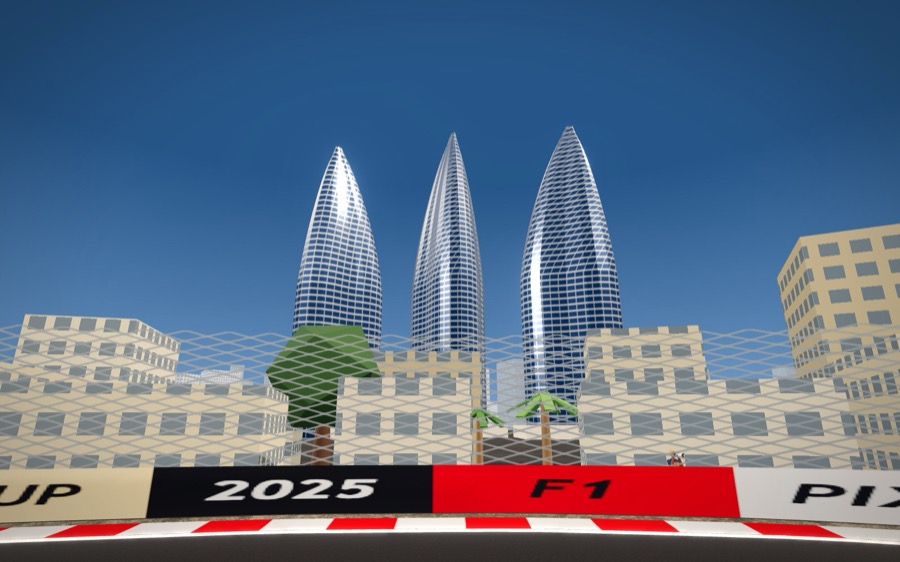 Baku's three Flame Towers rising over the old city's crenellated walls