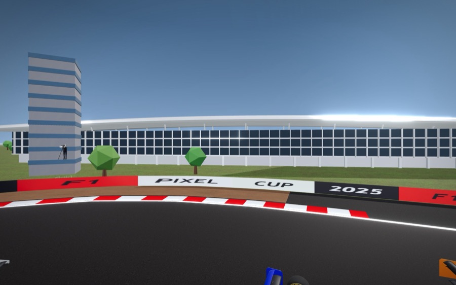 Silverstone's Wing building and a TV camera platform beside the circuit